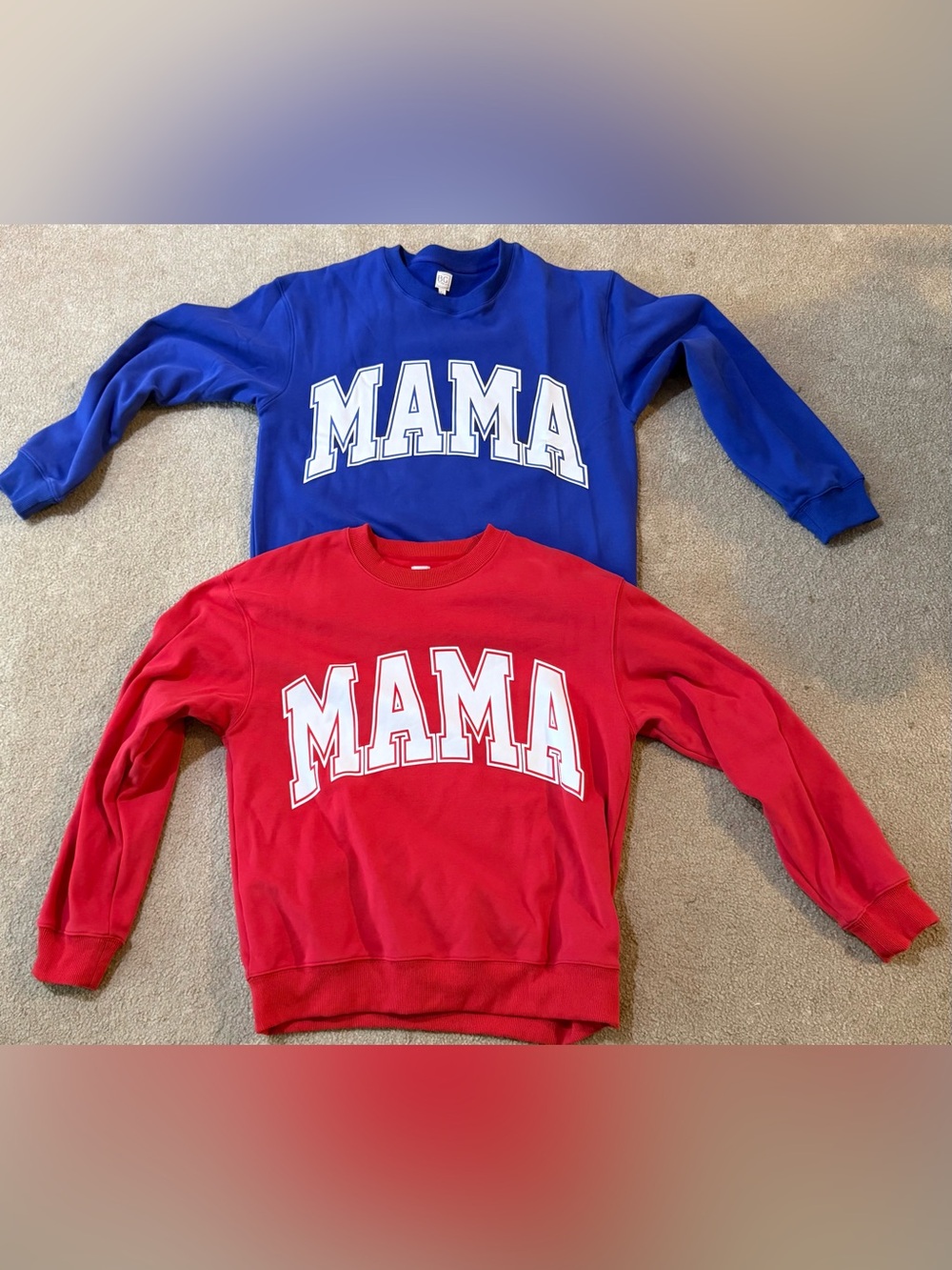 Brooklyn Grace MAMA Crewneck Sweatshirts XS Red Blue 2-Pack NWOT